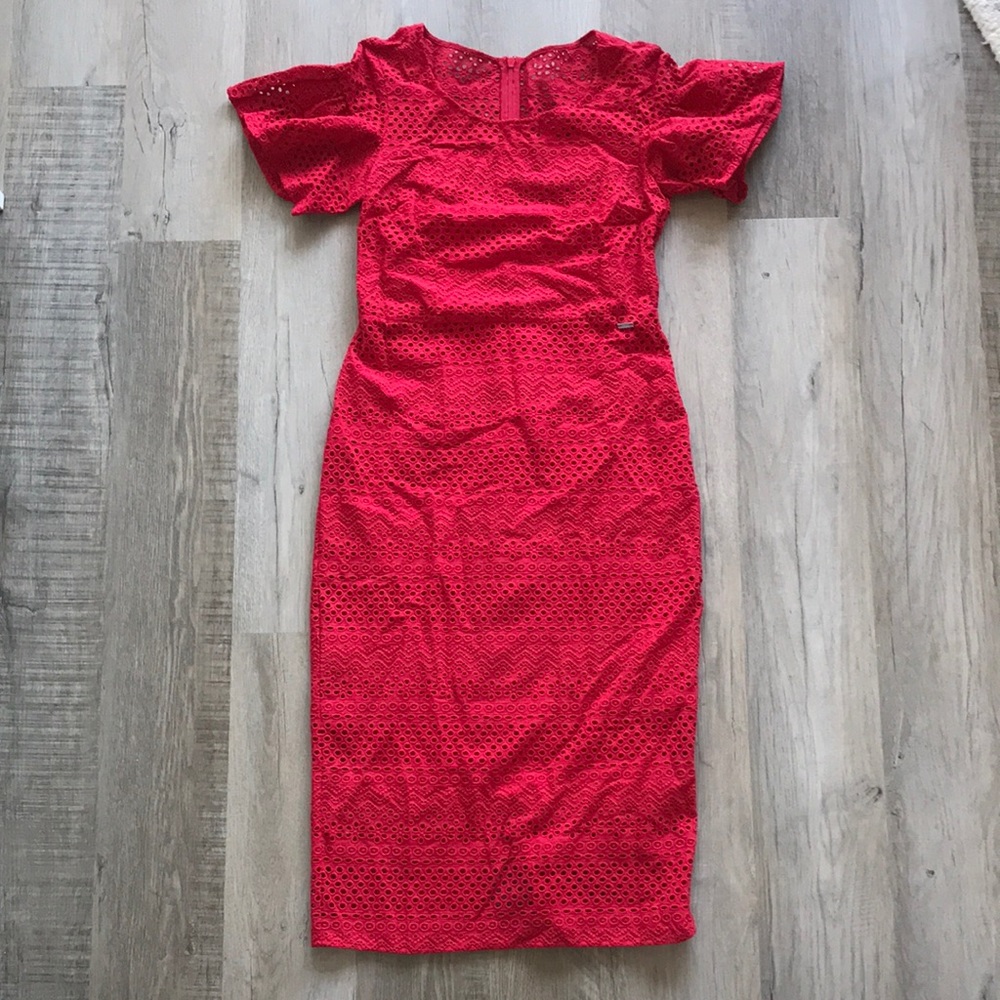 Armani Exchange Red Midi Dress